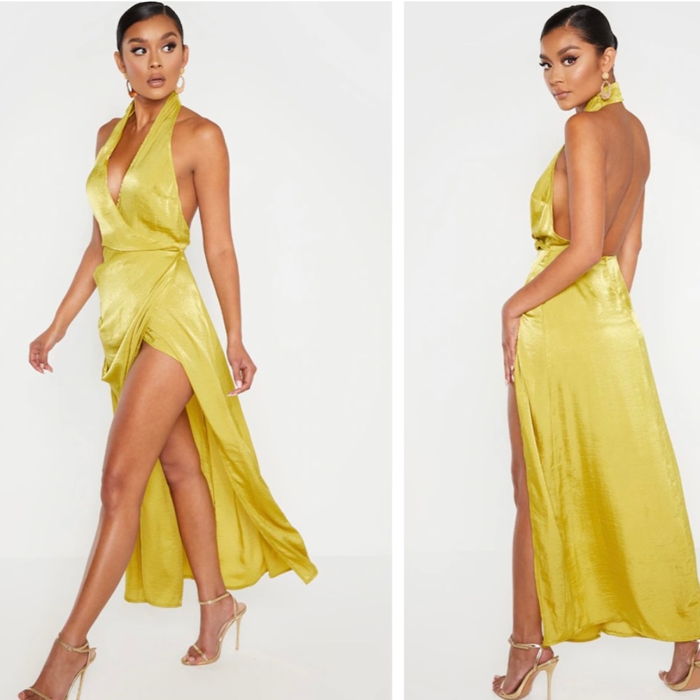 Satin Halterneck Maxi Dress